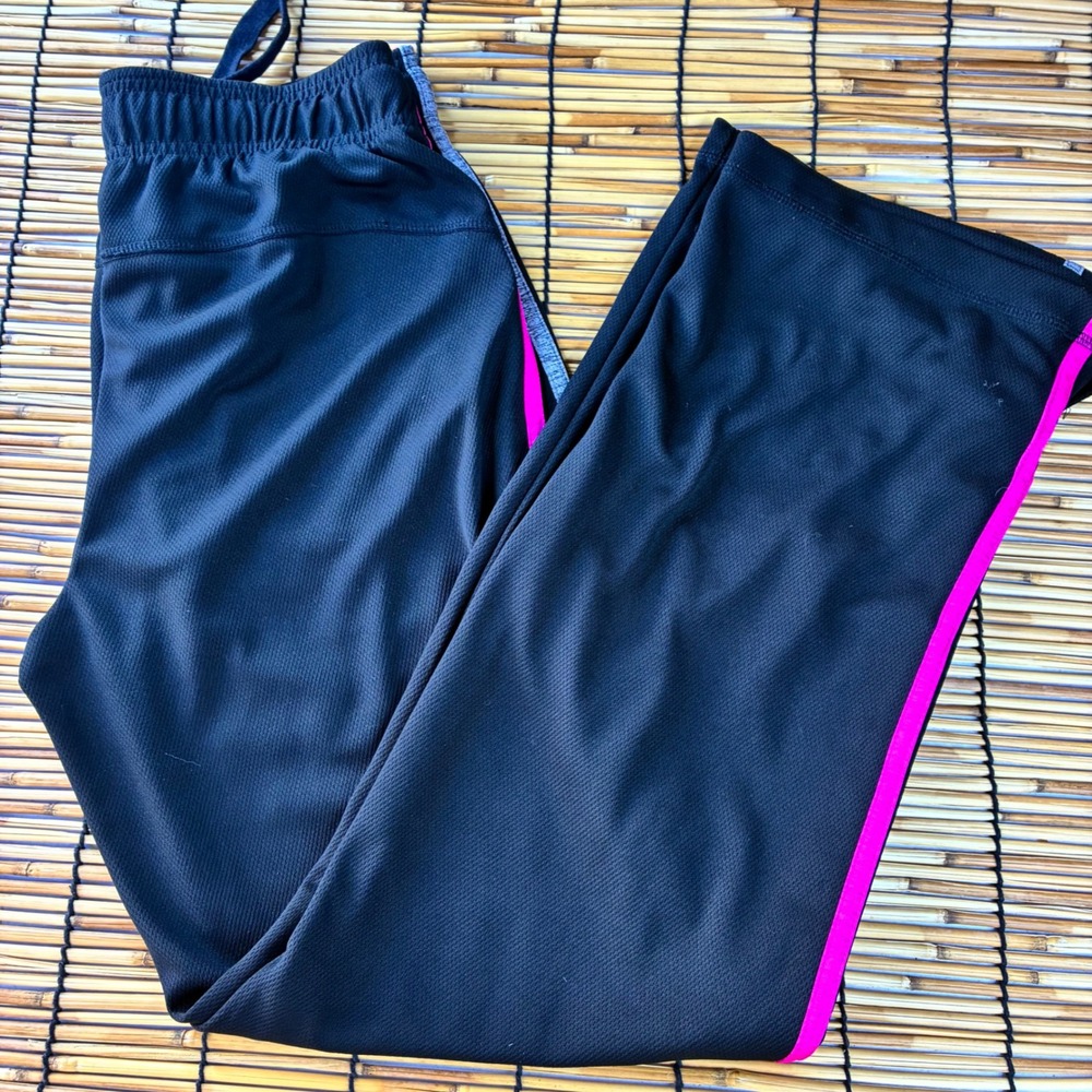 Made For Life Womens Black Pink Stripe Quick-Dri Mesh Athletic Pants Size S